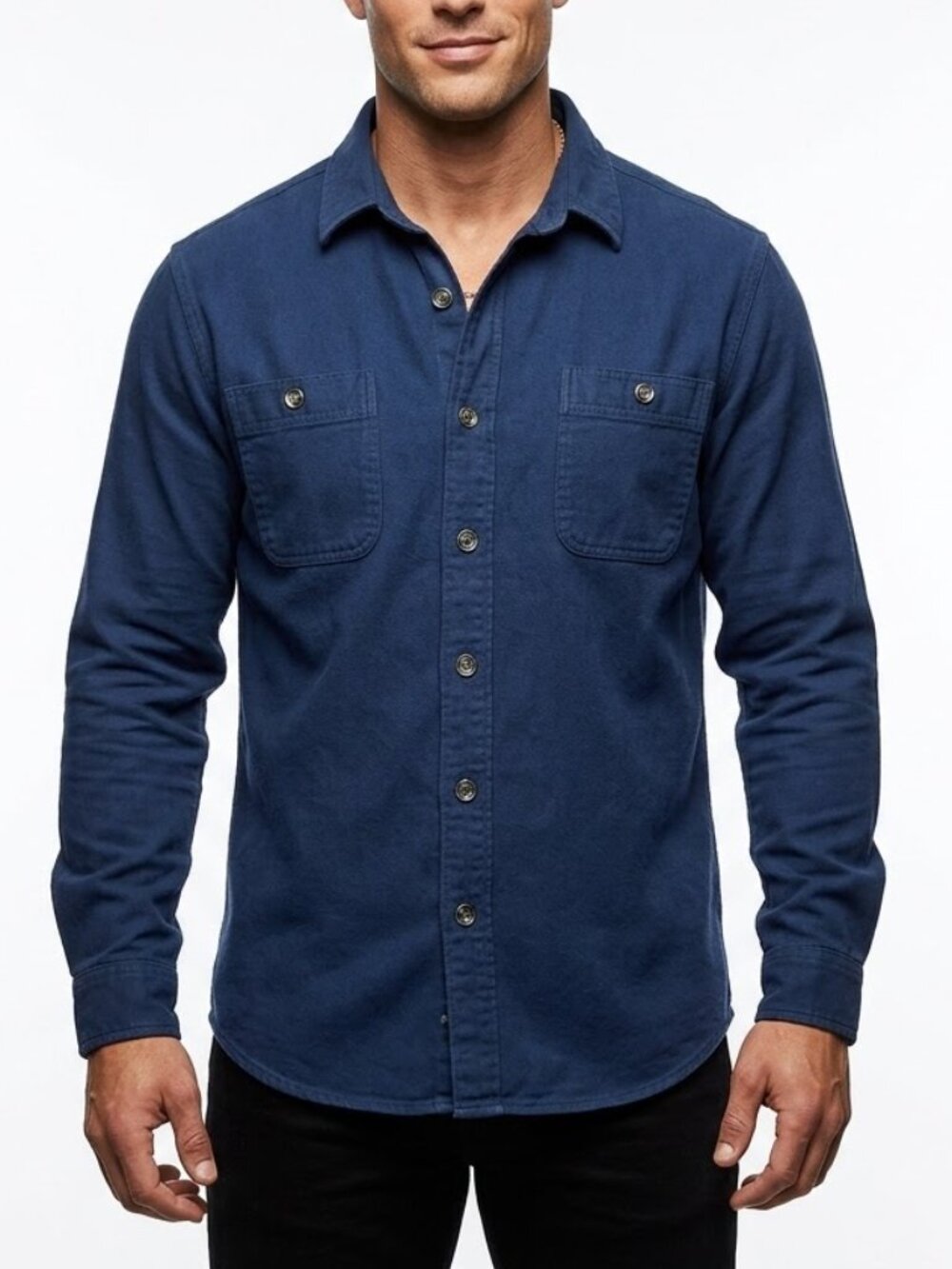 Club Room Workwear Navy Heavyweight Cotton Flannel Shirt XXL